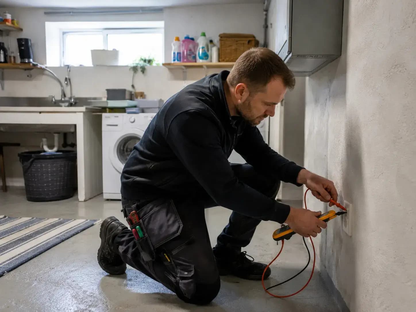 Elektriker kontrollerar jordning